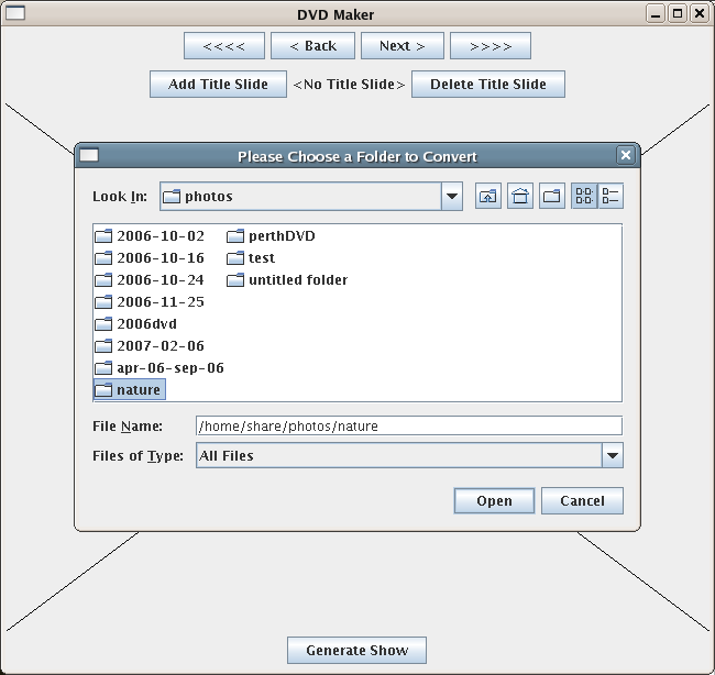 choosing a working directory in DVDMaker